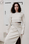 BASERANGE cotton and linen ribbed top FLGTO-RIB-SP24 undyed